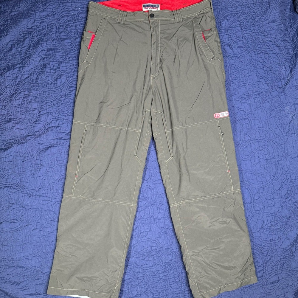 Sonoma Jean Co Performance Mens 38x32 Grey Nylon Fleece Lined Hiking Pants